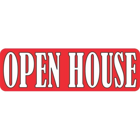 10in x 3in Red Open House Sticker