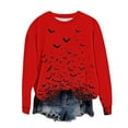 thumbnail image 6 of DOSUKRAI Happy Halloween Sweatshirts for Women Spooky Season Funny Long Sleeve Graphic Crewneck Pullover Tops Cute Ghost Sweater Red,XXL, 6 of 6