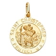 thumbnail image 2 of 14K Yellow Gold St. Christopher Protect Us Charm Pendant with 1.9mm Figaro 3+1 Chain Necklace - 24", 2 of 6