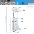 thumbnail image 4 of Techni Mobili Sit-to-Stand Rolling Adjustable Laptop Cart with Storage, White RTA-B005-WHT, 4 of 12