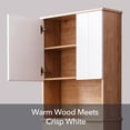 thumbnail image 5 of OONNEE Over-The-Toilet Storage Cabinet, Freestanding Bathroom Space Saver Organizer with Soft-Close Doors and Adjustable Shelf, Modern Wood & White, 70.5" H, 5 of 11