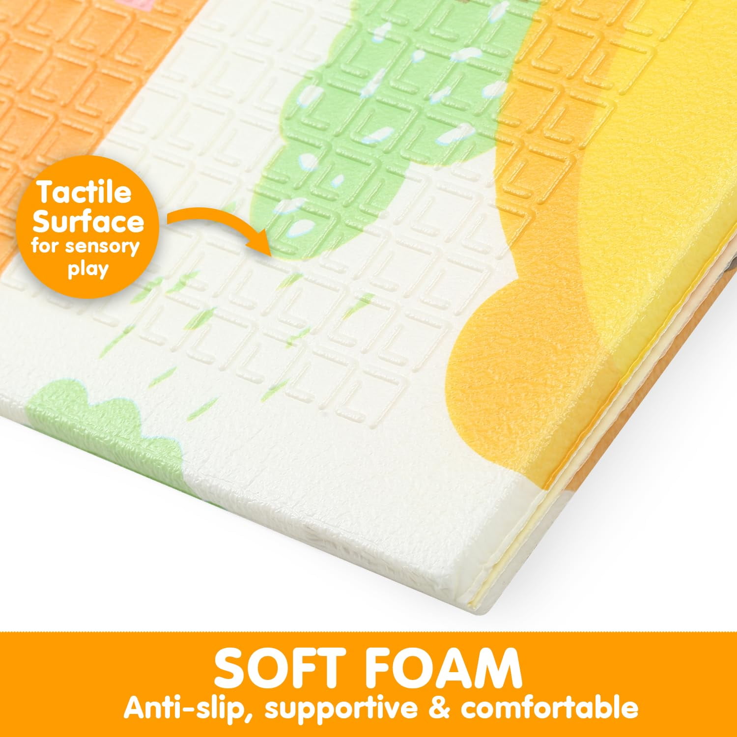 Bammax Extra Large 78" x 70" x 0.4" XPE Foam Baby Play Mat with Travel Bag | Waterproof, Foldable & Reversible Padded Playmat | Baby Crawling & Kids Play Mat – Giftable Design, Maze & Bears