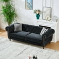 thumbnail image 4 of Newest 87"‌velvet upholstery fabric Sofa with Roll Armrest & Nailhead,Upholstered Mid Century Modern Couch,3 Seater Couch for Living Room, Office, Apartment, Black, 4 of 9