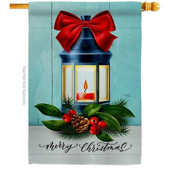 Breeze Decor H114244-BO 28 x 40 in. Christmas Lantern House Flag with Winter Double-Sided Decorative Vertical Flags Decoration Banner Garden Yard Gift