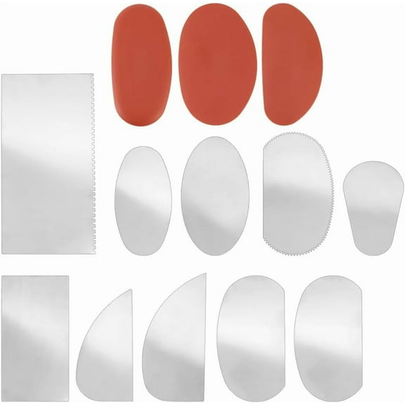 Pottery Tools 3Pcs Silicone Pottery Clay Ribs and 10Pcs Stainless Steel Sculpture Pottery Scraper Cutter Sculpture Craft Tool Ceramics Sculpting Tool Kit for Sculpting Texturing Artist Potter diy
