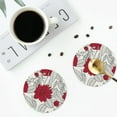 thumbnail image 5 of Bingfone Vintage Leaves And Anemone Flowers In Red Grey Leather Drinks Coasters With Set Of 6,Suitable For Home Kitchen,Coffee Cup Coasters Home Gift, 5 of 9