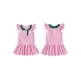 thumbnail image 2 of BemeyourBBs Toddler Baby Girl Golf Dress Outfits Summer Striped Dress Golf Embroidered Ruffled Trim Crew Neck Flying Sleeve A Line Dress, 2 of 9