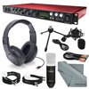 Focusrite Scarlett 18i20 USB 2.0 Audio Interface Deluxe Kit W/ Cables, Marantz Professional Large-Diaphragm Condenser Microphone, Samson Stereo Headphones, FiberTique Cleaning Cloth