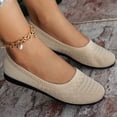 thumbnail image 3 of Rokment Women's Solid Knitted Wedges Ballet Flat Slip on Socks Dress Shoes Comfortable Fashion Casual Round Toe Low Heels Walking Driving Loafers for Spring Fall Beige Size 8.5, 3 of 6
