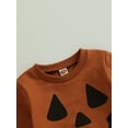 thumbnail image 5 of Liacowi Baby Girls Boys Sweatshirts Toddler Halloween Clothes Pumpkin Face Print Crew Neck Long Sleeve Pullovers Tops Infant Fall Winter Outfit 0-3T, 5 of 7