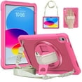 thumbnail image 1 of Étui Hybride Robuste de Protection pour Tablette pour iPad 10th 10.9 2022 9th 8th 7th 10.2 9.7 Air 2 Support Rotatif Sangle d'Épaule Couverture Rose Rouge iPad Pro9.7 2016, 1 of 6