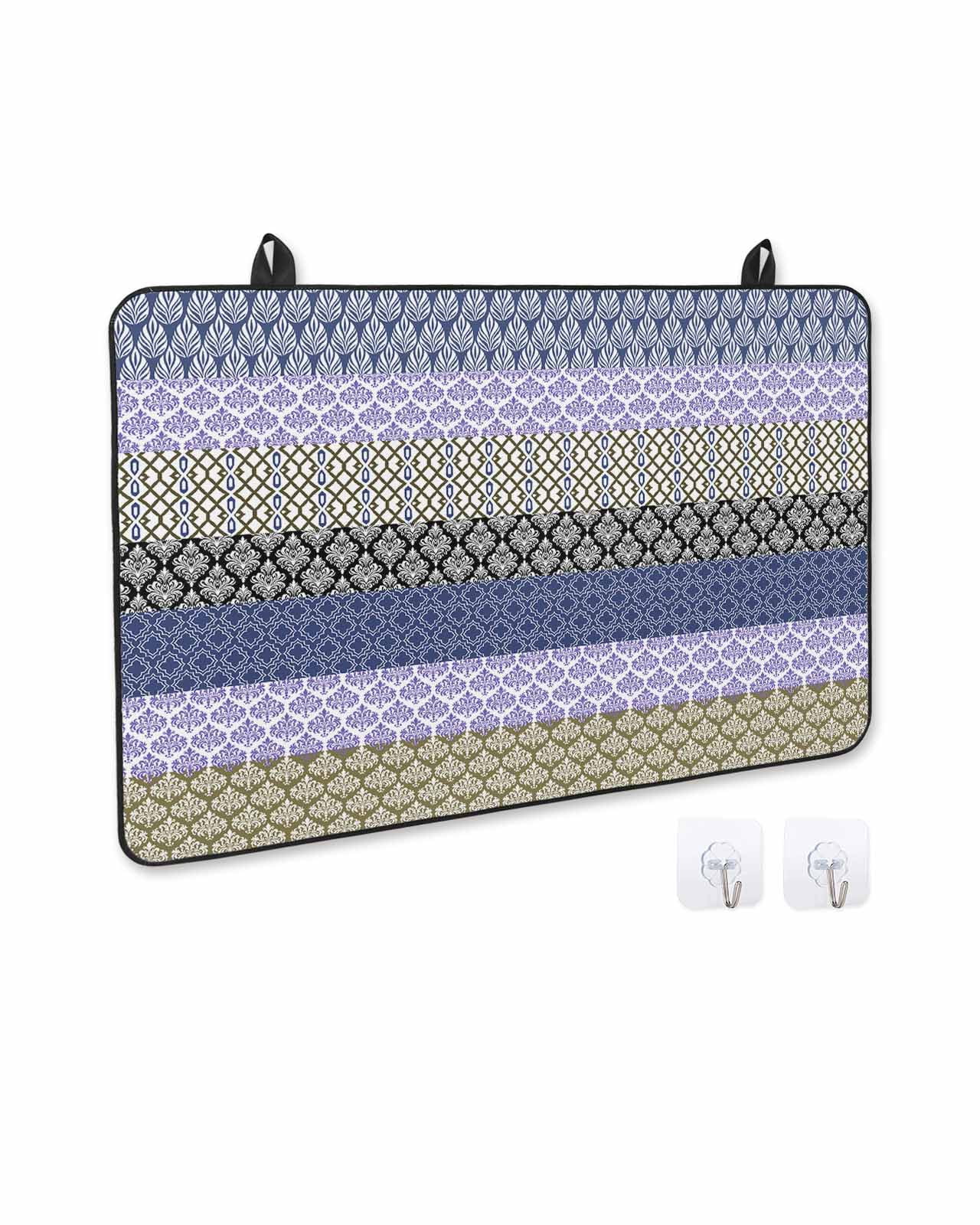 nqOlkjepod Large Induction Cooktop Protector Mat 24"x21", Boho Purple Stove Top Covers for Electric Stove, Navy Geometric Stripes Tribal Black Bohemia Stove Burner Cover Mats, Glass Top Stove Cover