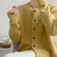 thumbnail image 2 of Cardigan Manteau Décontracté pour Femme à Col Rond, Couleur Unie, Léger, Confortable, Élégant, Polyvalent, Tricot, 2 of 5