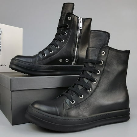 

Rick Black Thick Bottom Increase Dark Owens Mens Canvas Shoes Casual Short Boots Female Board Shoes Retro Dissol shoe