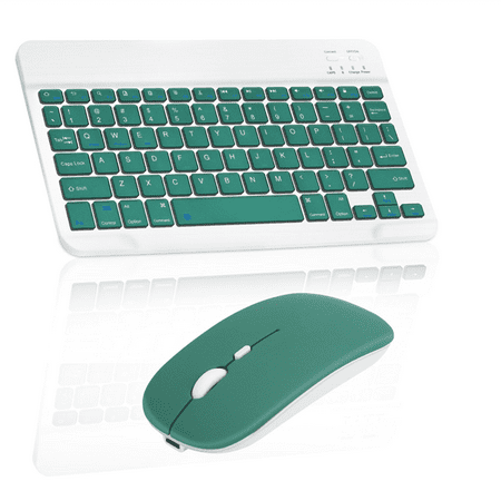Rechargeable Bluetooth Keyboard and Mouse Combo Ultra Slim Full-Size Keyboard and Ergonomic Mouse for MatePad Pro 10.8 5G (2019) and All Bluetooth Enabled Mac/Tablet/iPad/PC/Laptop - Jade Green