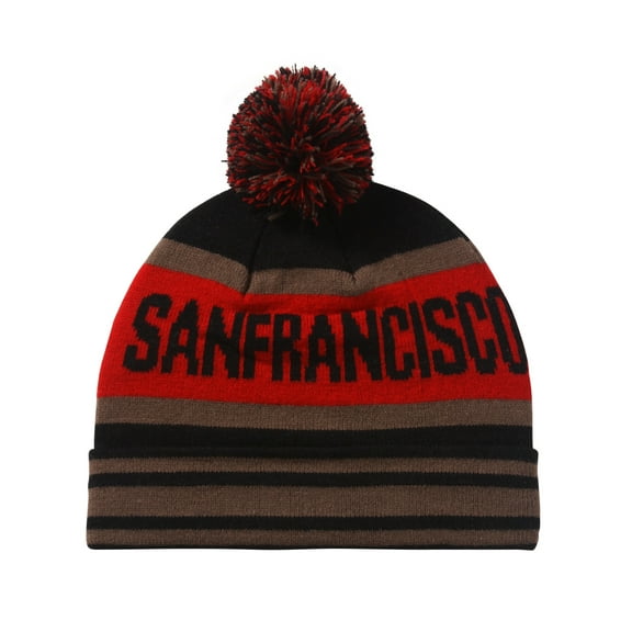 City Beanie San Francisco Cuffed Pom Beanie - Brown/Red