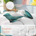 thumbnail image 3 of Aqua White Marble Bedding 3 Piece Duvet Cover Set Twin Size, Nature Marble Crack Yellow Lines Art Soft Microfiber Comforter Cover with Zipper Closure & Pillowcases, FadeResistant Quilt Cover, 3 of 9