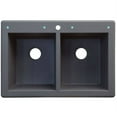 thumbnail image 3 of Transolid Radius 33in x 22in silQ Granite Drop-in Double Bowl Kitchen Sink with 4 CABE Faucet Holes, In Grey, 3 of 4