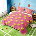thumbnail image 3 of Manfei Girls Tennis Bed Spread Queen, Sports Queen Coverlet Set, HotPink Yellow, Pink Reversible 3pcs, 1 Quilt and 2 Pillowcases, 3 of 7