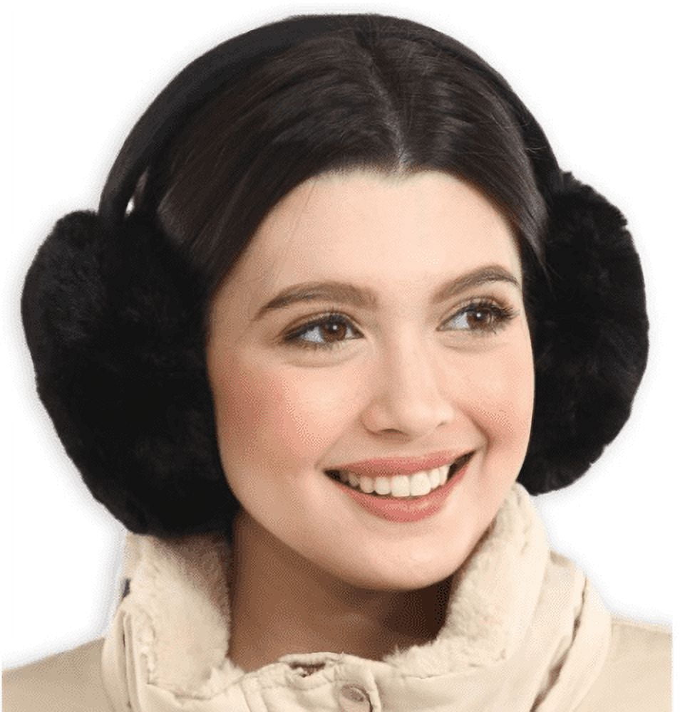Pamolon PVC Winter Ear Warmers/Covers - Cable Knit Furry Earmuffs for Cold Weather