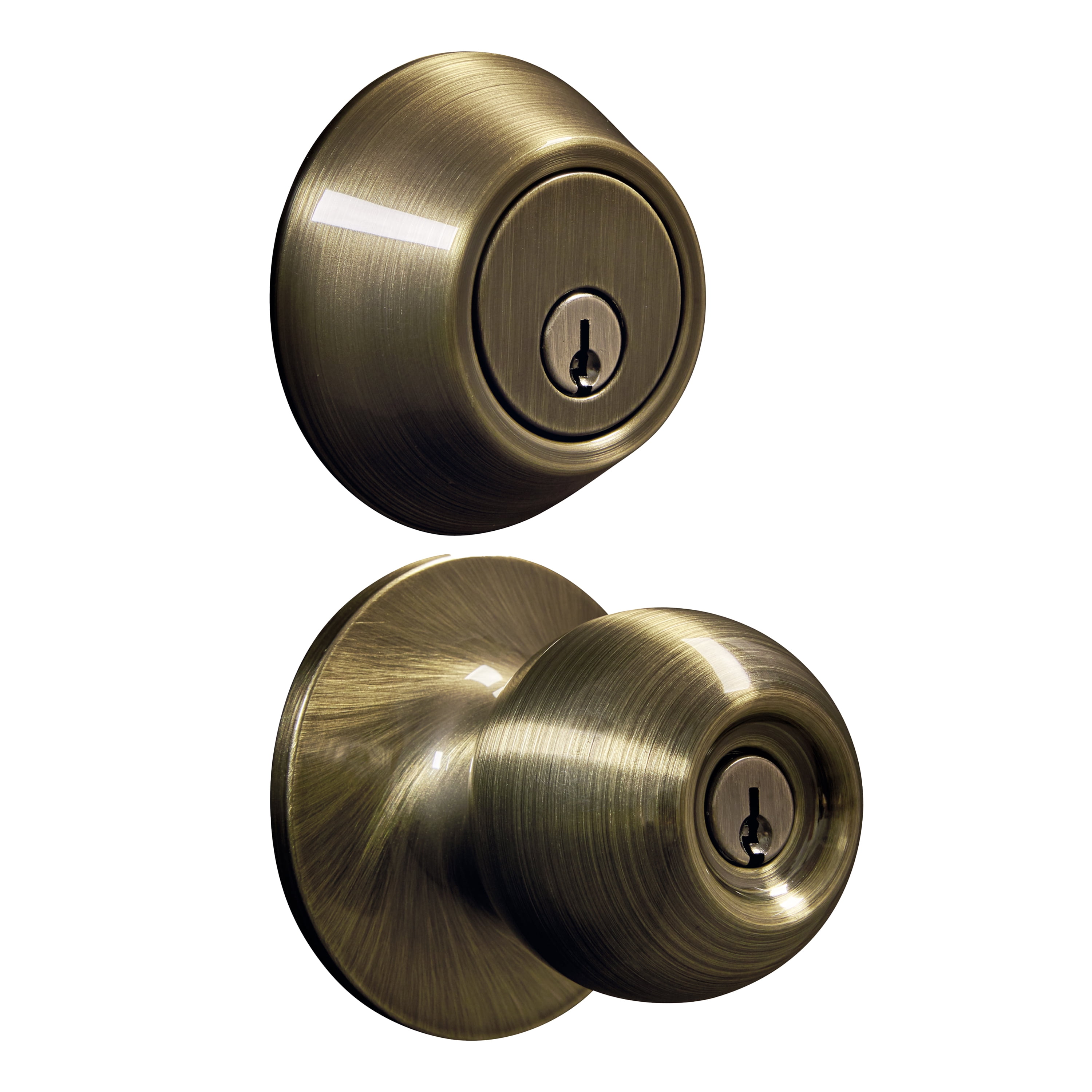 Polish Gold Brass Finish Fits all Standard Doors Door Knob With Keyed Entry 