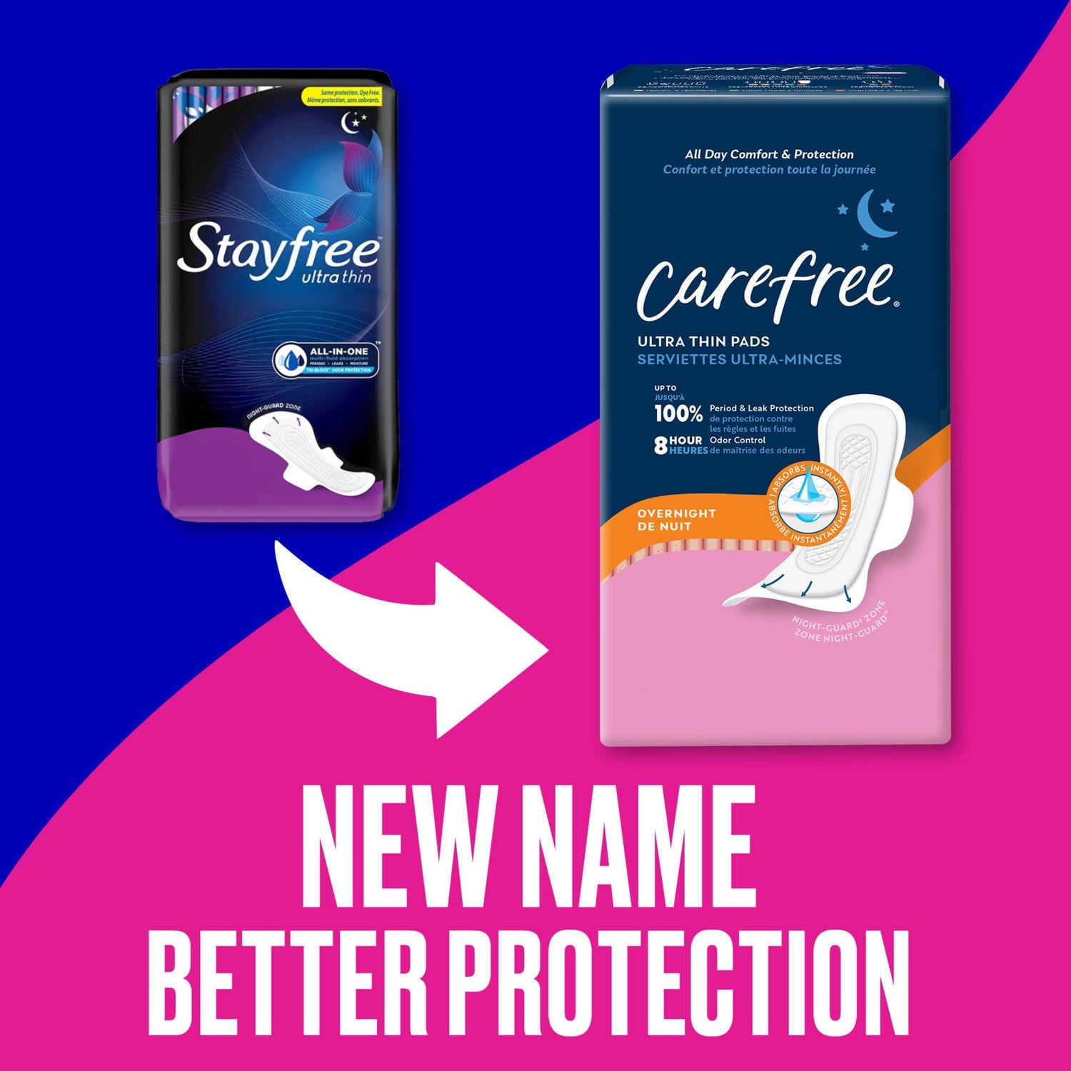 CAREFREE® Ultra Thin Pads, Overnight With Wings, 28ct