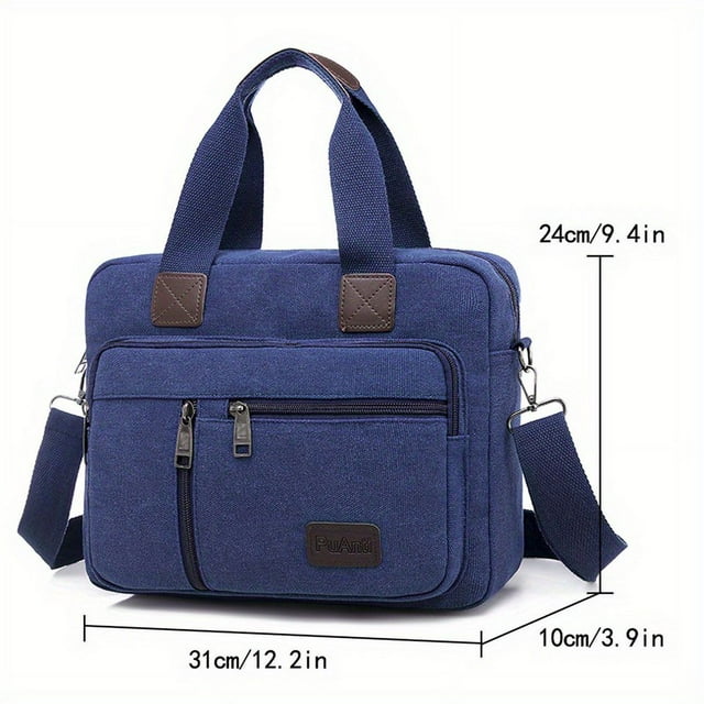 EIMELI Men‘s Handbag Canvas Briefcase Classic Messenger Bag Multiple Pockets