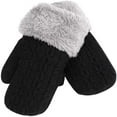 thumbnail image 3 of Curuila Toddler Boys Girls Gloves Fashion Solid Color Winter Warm Soft Thickened Comfortable Knit Mitten For Outdoor Black Size 1-4 Years, 3 of 6