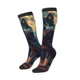 thumbnail image 2 of Vsdgher Starry Sky Moon Wolf Leader Print Thigh High Socks Extra Long Stretchy Sock Women Over Knee High Opaque Stocking Daily Wear, 2 of 5