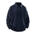 thumbnail image 2 of Fengqque Mens Polo Shirt Short Sleeve Textured Jacquard Open Collar Summer Casual Beach Stretchy Golf Shirts Navy XL, 2 of 9