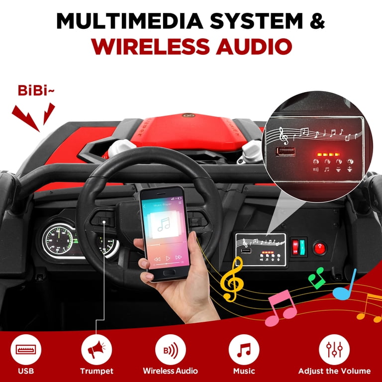 Wisairt 24V Kids Ride on Truck Car with 2 Seaters, 4WD Electric