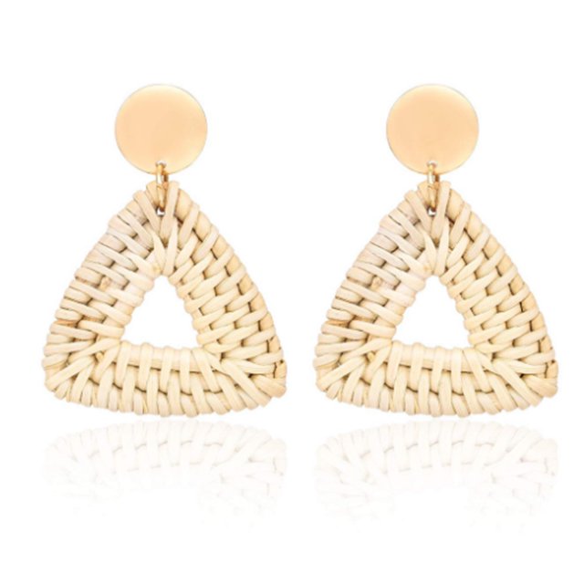 Paquete de 12 pendientes de ratán Geométrico Servicio de larga duración Moda Hecho a mano Fashion Wicker Styles Vintage Estilos Diseño único Estilo Bohemia Inevent AP008676-00B