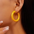 thumbnail image 2 of Minimalist Half Huggie Hoop Earrings for Women Acrylic Lightweight Chunky C Shaped Open Hoops Round Tube Stud Earrings Fashion Vintage Y2K Holiday Party Jewelry for Mother, 2 of 12
