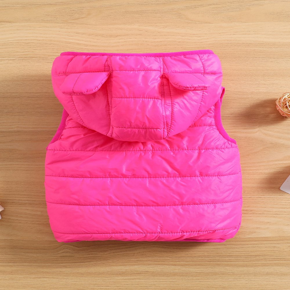 Gilet Sans Manches Enfant Avec Capuche à Oreilles D'ours - Matelassé Chaud Pour Hiver - Fermeture éclair - Taille Tout-petit - 5