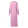 thumbnail image 4 of Women Fashion Solid Round Neck Waist Button Pocket Casual Long Sleeve Long Dress Button Front Dresses Summer Long Dresses Pocket Long Dress for Women Womens Midi Casual Dresses Summer Dresses Medium, 4 of 4