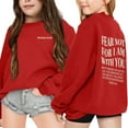thumbnail image 2 of Zylarhe Girls Boys Sweatshirt Girls Winter Pullover Hoodie Soft Casual Round Neck Sweater Comfortable Daily Wear Outfit For Kids Ages 3-14 Years Red 3-4 Years, 2 of 7