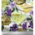 thumbnail image 1 of Soimoi Georgette Viscose Fabric Parrot,Pomegranate & Rose Flower Printed Craft Fabric by The Yard 42 Inch Wide, 1 of 1