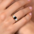 thumbnail image 4 of Gem Stone King 18K Yellow Gold Plated Silver Black Onyx and White Moissanite Filigree Style 3 Stone Ring for Women (2.60 Cttw, Oval 8X6MM and 6X4MM) (Size 9), 4 of 6