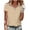 Khaki, variant on Lmnyox Womens Short Sleeve Golf Shirt Fashion Print Half Zip Collared Shirts Trendy Loose Summer Blouses Outfits