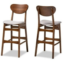 Bowery Hill Grey and Walnut Brown Finished Wood 2-Piece Bar Stool Set
