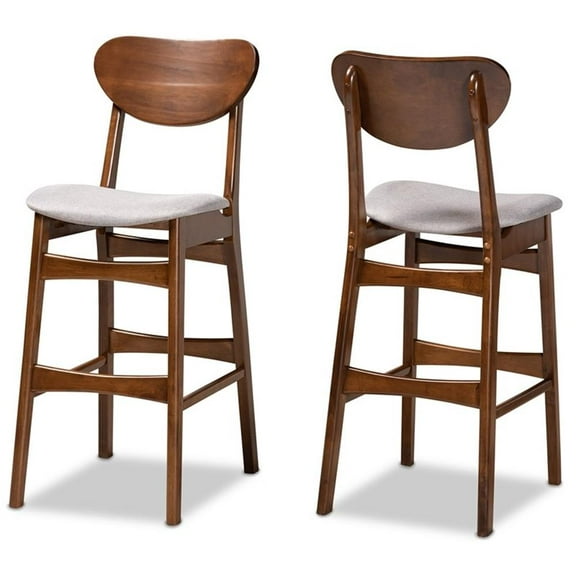 Bowery Hill Grey and Walnut Brown Finished Wood 2-Piece Bar Stool Set