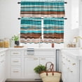 thumbnail image 3 of Abstract Turquoise Kitchen Curtains Valances and Tiers Set of 3 Brown Gradient Vintage Wood Grain Tier Curtains and Valance with Rod Pocket for Small Windows, 27.5"x24", 3 of 9