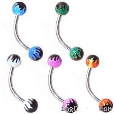 Flames Eyebrow Ring/Cartlige Tragus/Nipple/Snake Eyes UV Acrylic 16G (1.2mm) (Pink & Neon Yellow)