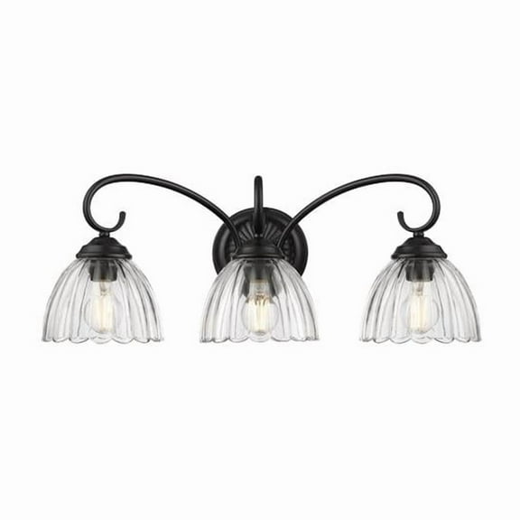 Golden Lighting 6952-BA3 BLK-CLR Audra 3-Light Vanity Light in Matte Black with Clear Glass