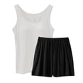 thumbnail image 2 of Modal Pajamas Set Woman 2 Piece Built in Bra Sleeveless Tank Top and Shorts Sets Loose Comfy Sleep Homewear (Medium, White), 2 of 3