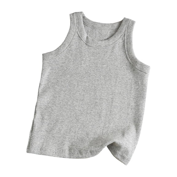 Nilvkv Girls Camisole, Tank Tops for Girls, Toddler Solid Ribbed Cotton Breathable Sleeveless Basic Top Unisex Summer Gray 10-11 Years