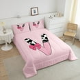 thumbnail image 4 of Erosebridal Letter Initial V Bedding Twin Comforter Set,Kawaii Bow Down Comforter,Super Cozy Reversible Bedding Sets Twin with Comforter,Cow Print Decor,3pcs, 4 of 8