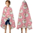 thumbnail image 3 of Pink Christmas Santa Pattern Hooded Bath Towel，50"x30" for Ages 3 To 12 Kids, Quick Dry Lightweight Soft Microfiber Hood Beach Towel Cover Up for Kids, 3 of 7