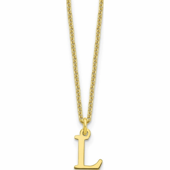 10K Yellow Gold 10Ky Cutout Letter L Initial Necklace Made In United States -Jewelry By Sweet Pea