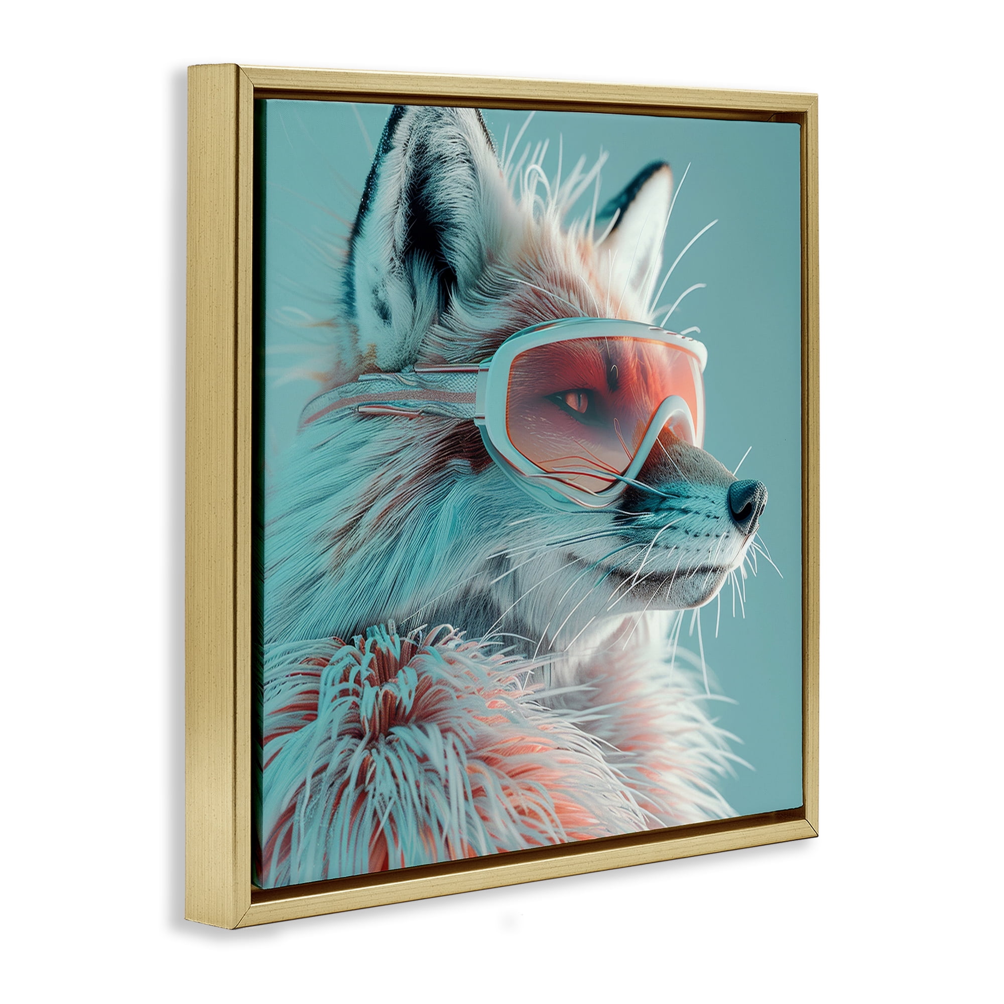 Stupell Industries Winter Whimsy Fox Animals Painting Gold Floater Framed Canvas Art Print Wall Art, 25 x 25